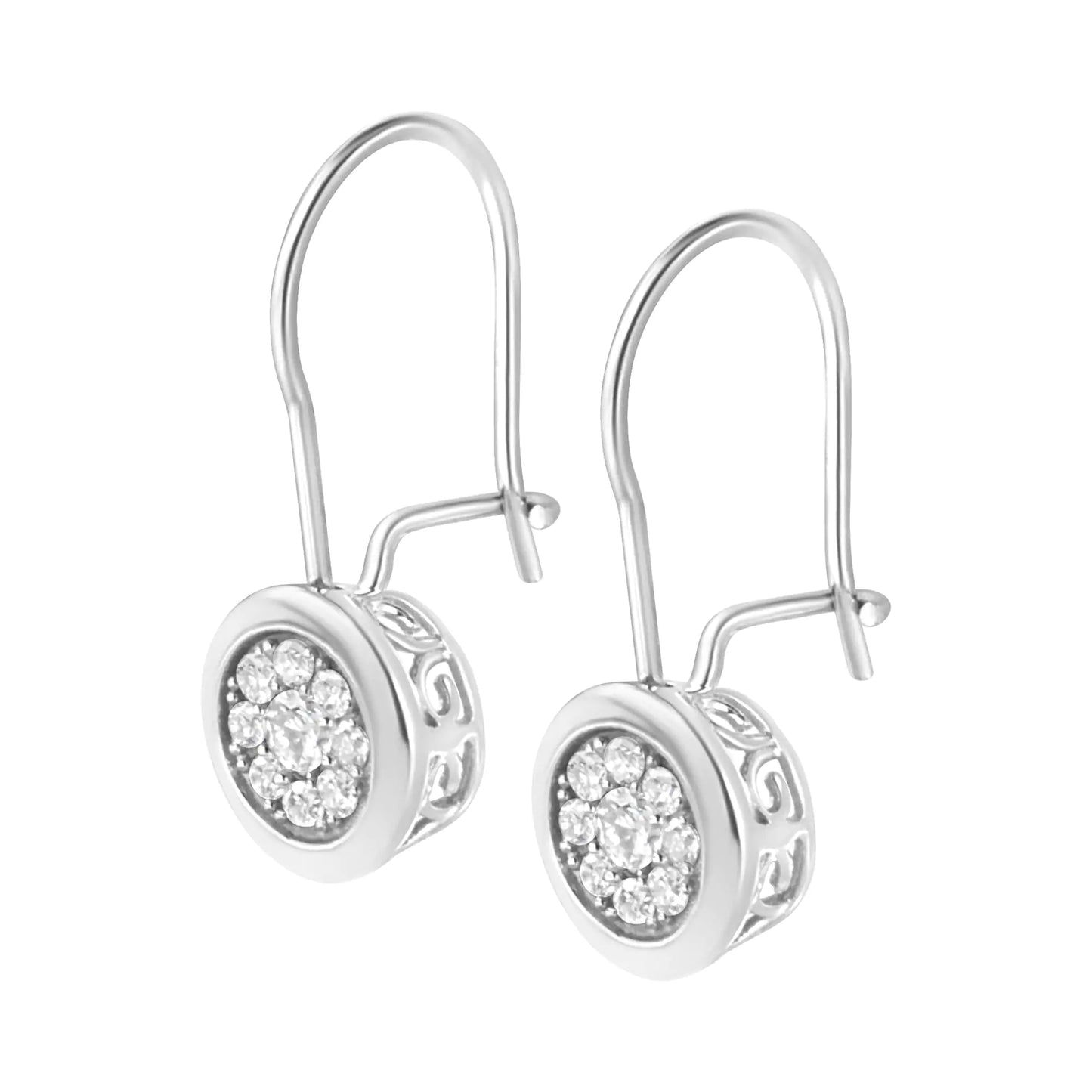 .925 Sterling Silver 5/8 cttw Lab Grown Diamond Cluster Earring (F-G Color, VS2-SI1 Clarity)