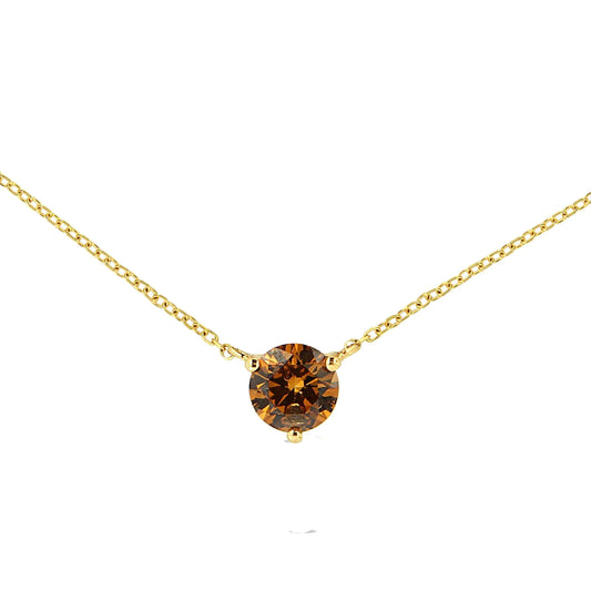 14K Yellow Gold 1/2 Cttw Martini Set Lab Grown Yellow Diamond Solitaire 18" Pendant Necklace (Yellow Color, VS2-SI1 Clarity)