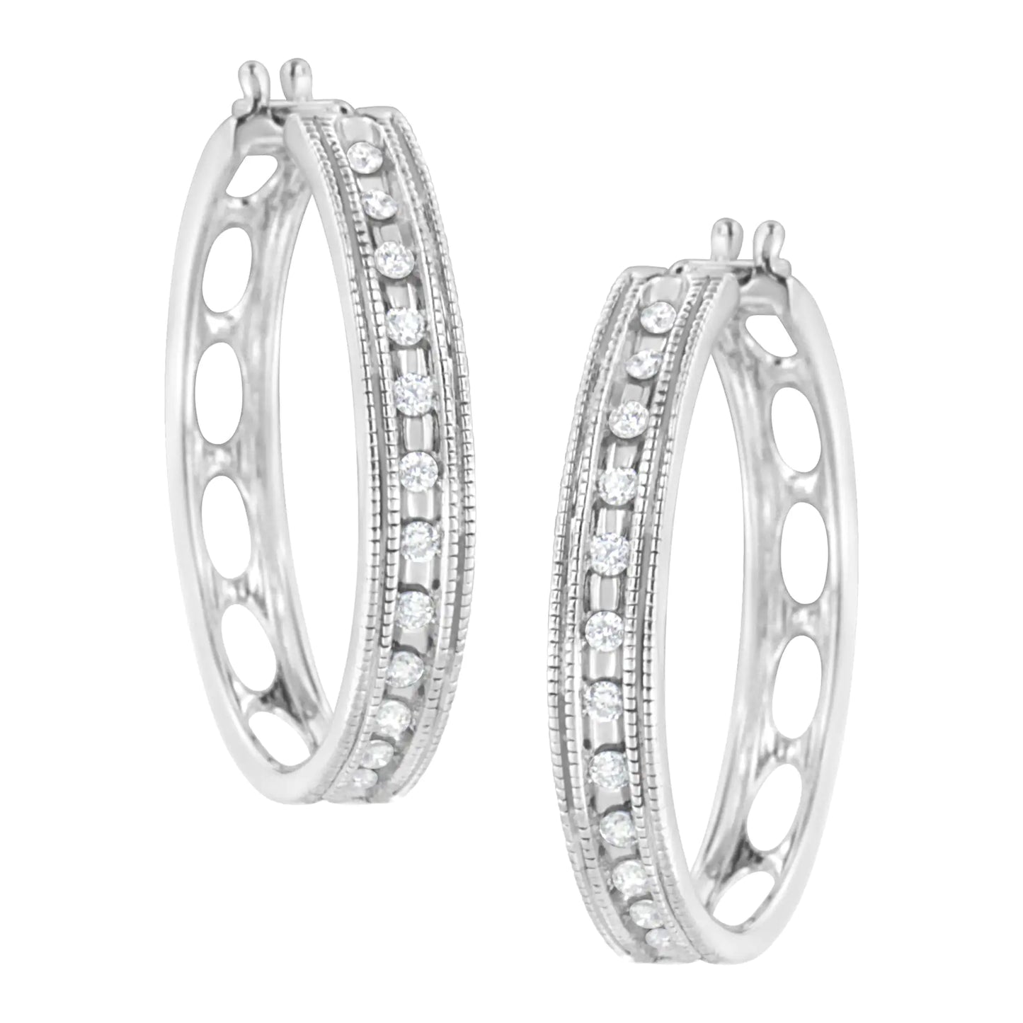 .925 Sterling Silver 1/2 cttw Lab Grown Diamond Hoop Earring (F-G Color, VS2-SI1 Clarity)