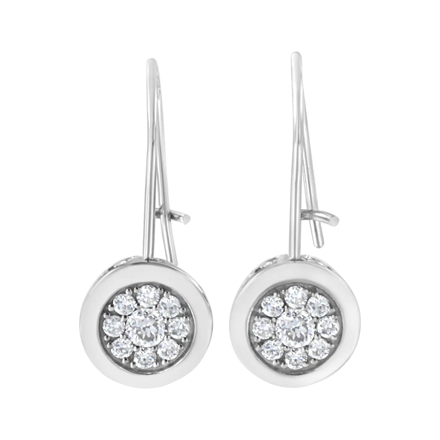 .925 Sterling Silver 5/8 cttw Lab Grown Diamond Cluster Earring (F-G Color, VS2-SI1 Clarity)